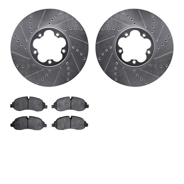 7502-99696, Rotors-Drilled and Slotted-Silver with 5000 Advanced Brake Pads, Zinc Coated, Dynamic Friction Co, Mfr#: 7502-99696